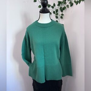 NWOT GAP Women's Green 100% Cotton Crew Neck Sweater Size M Oversized, Relaxed